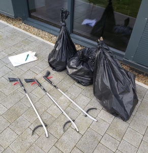 Bags of littler collected from the September Litter Pick