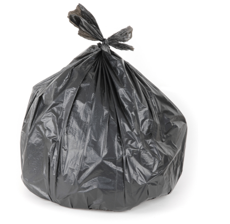 Black clinical waste refuse sack for medical and hospital environments