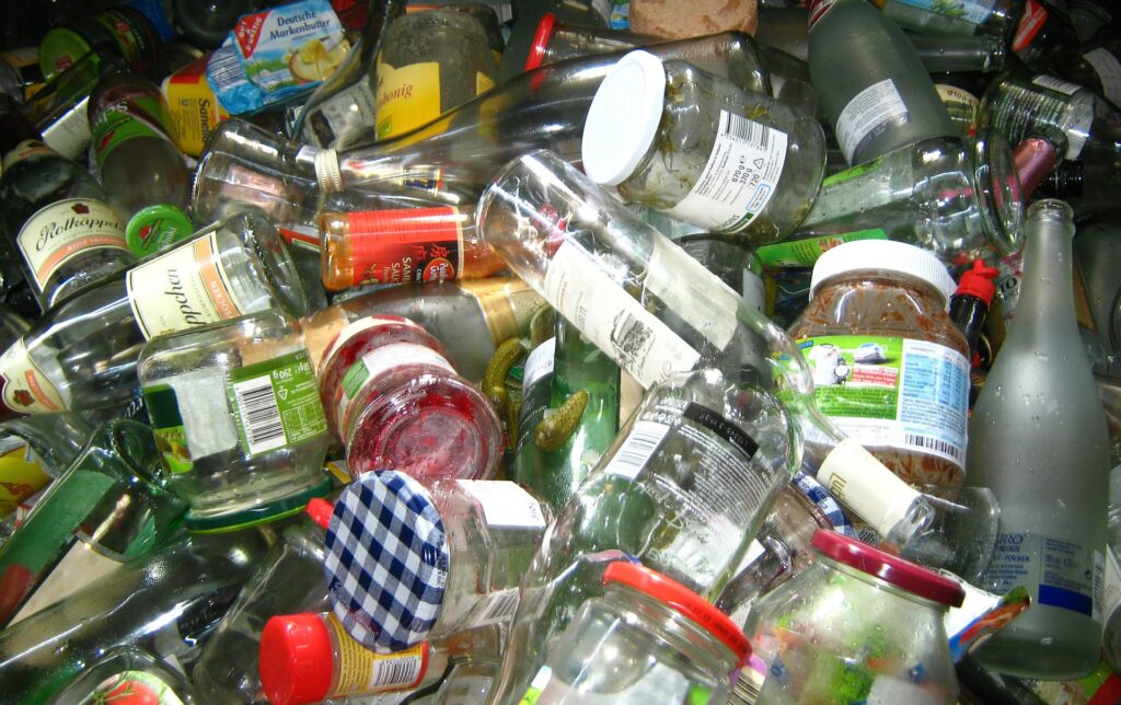 Glass Recycling - Clean and remove labels on glass before recycling