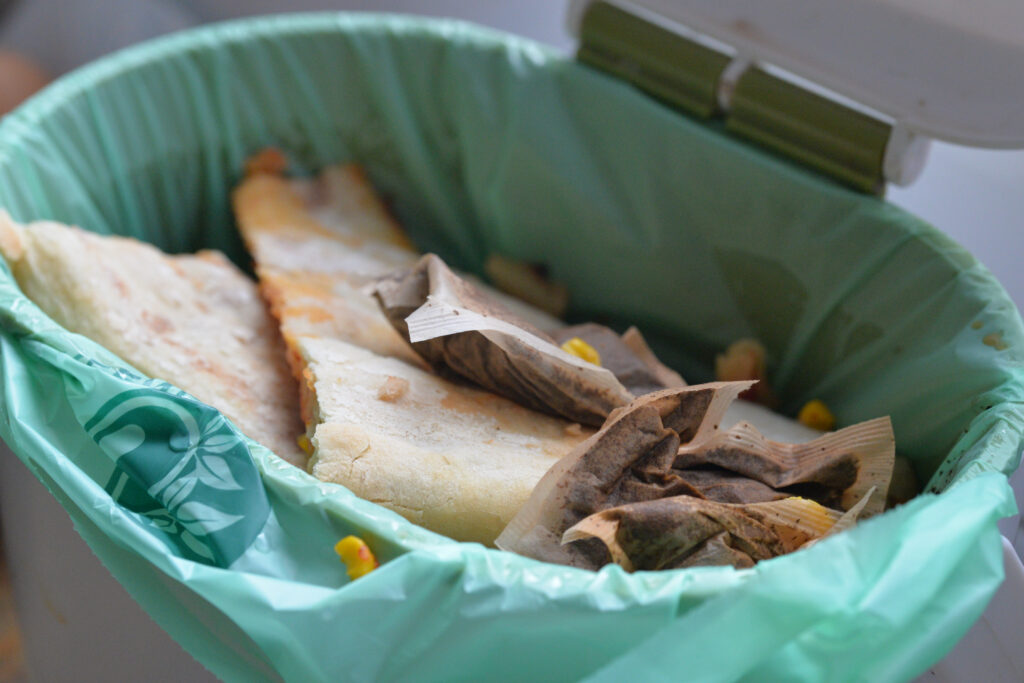 Line your food caddy with a compostable liner to capture the waste