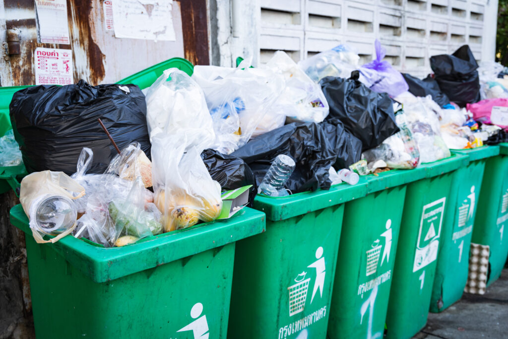 Overflowing bins is a sign of poor waste management