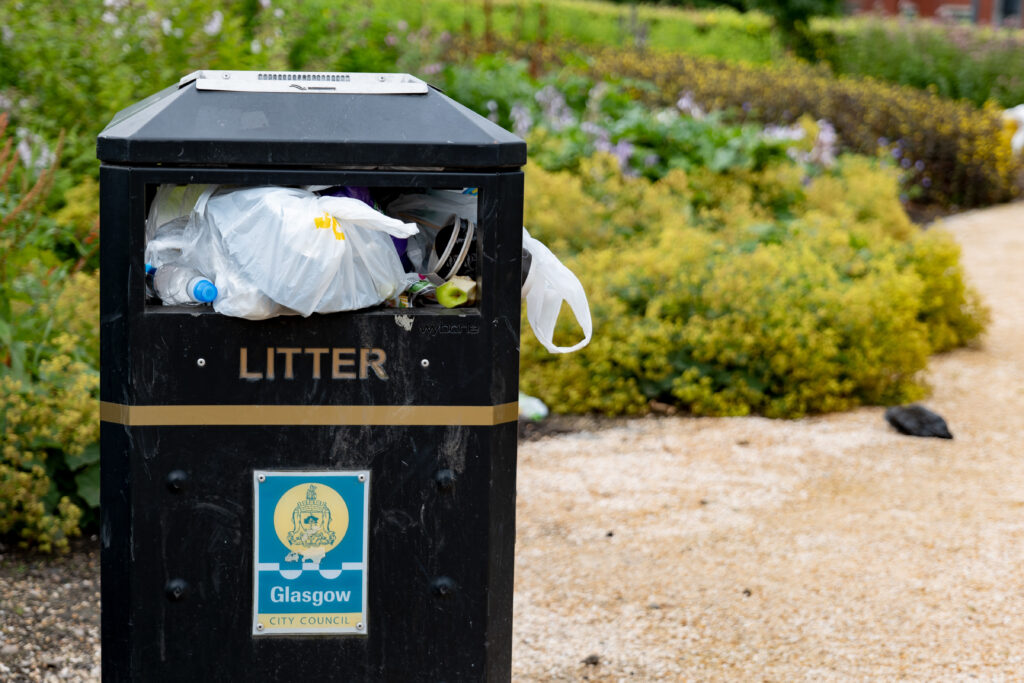 Overflowing bin in need of collection