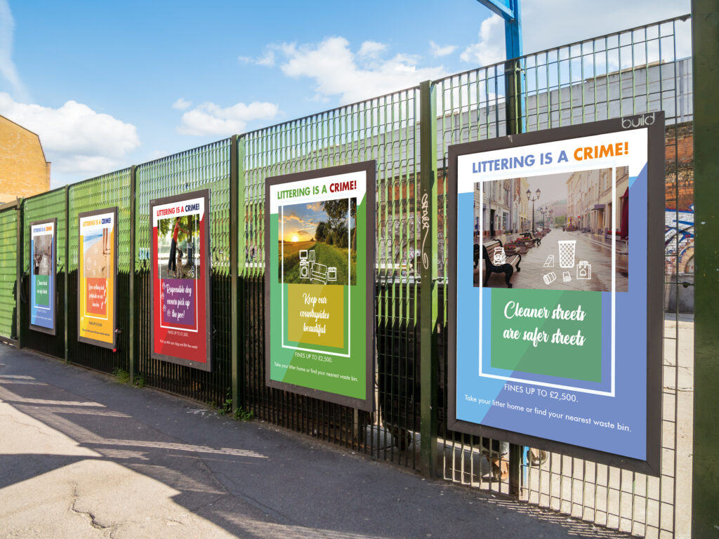 Anti-litter posters on display - Designed by Cromwell Polythene - Free to download and print