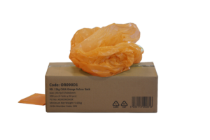Orange Refuse Sack - 90L 12kg CHSA Accredited bag available from Cromwell Polythene