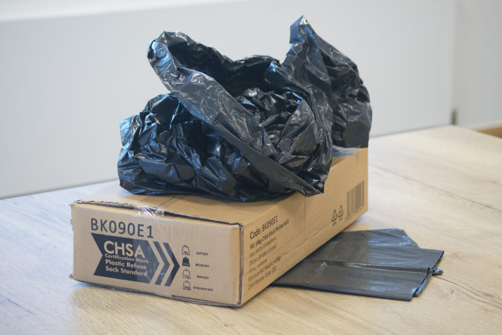 BK090E1 - CHSA 10kg Refuse Sacks 90L Black available from Cromwell Polythene - 01977 686868