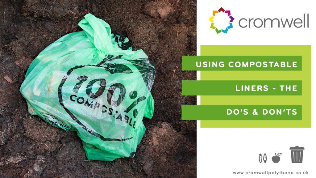 Compostable Liners Available from Cromwell Polythene - ideal for food waste and organic waste - 01977 686868