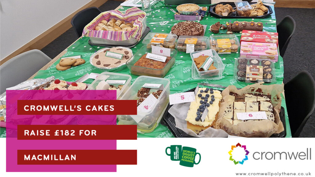 Cromwell Polythene raise £182 for Macmillan Cancer Support during our annual Bake Sale / Coffee Morning