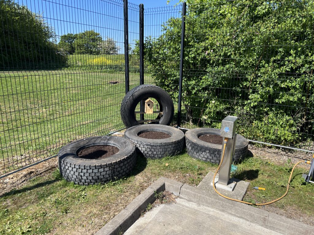 Cromwell's Bug Hotel - built by re-using and re-purposing old tires.