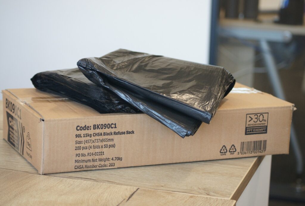 BK090C1 - 90L 15kg CHSA Refuse Sacks available from Cromwell Polythene 01977 686868