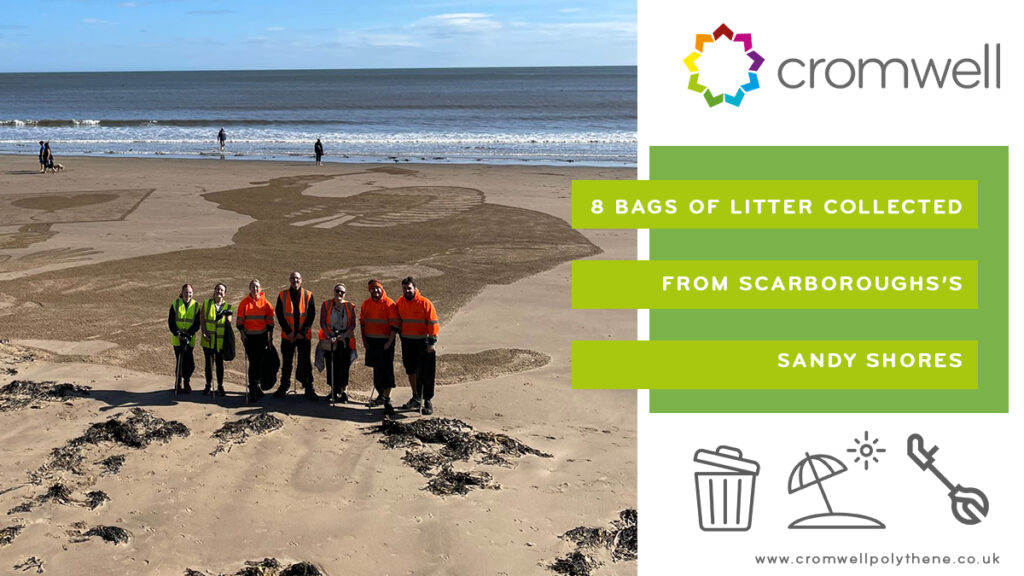 8 bags of litter collected from the sand of Scarborough during the GB Beach Clean 2025