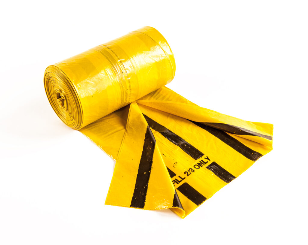 Tiger Striped 80L 10kg Clinical Waste Sack available from Cromwell Polythene - 01977 686868