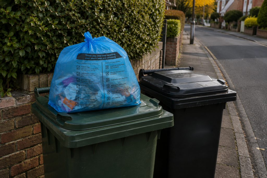Flex Collect Bags Being Collected Kerbside - Bags available from Cromwell Polythene Ltd