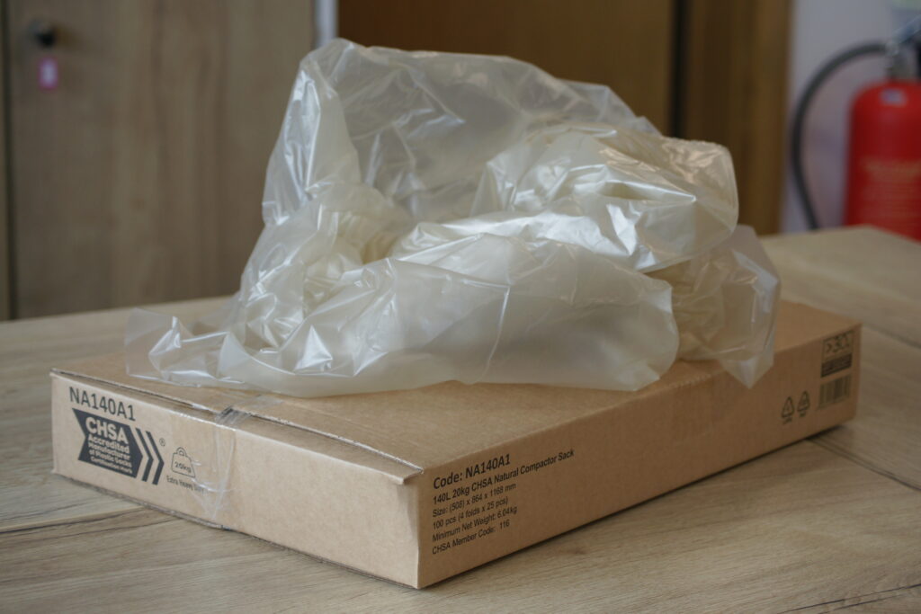 Natural / Clear Compactor Sacks - 140L CHSA Accredited available from Cromwell - 01977 686868